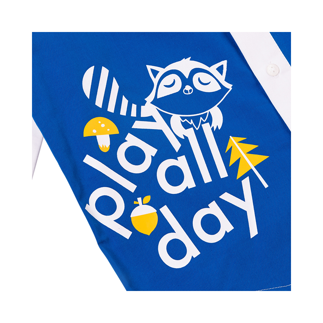 Boys Raccoon Play All Day Long Sleeves Shirt