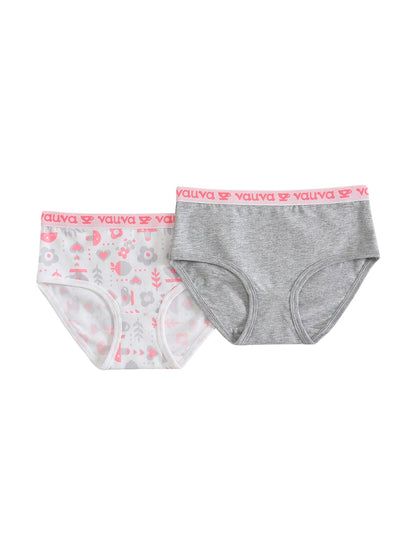 Girls Organic Cotton Underwear - Pattern / Grey Love