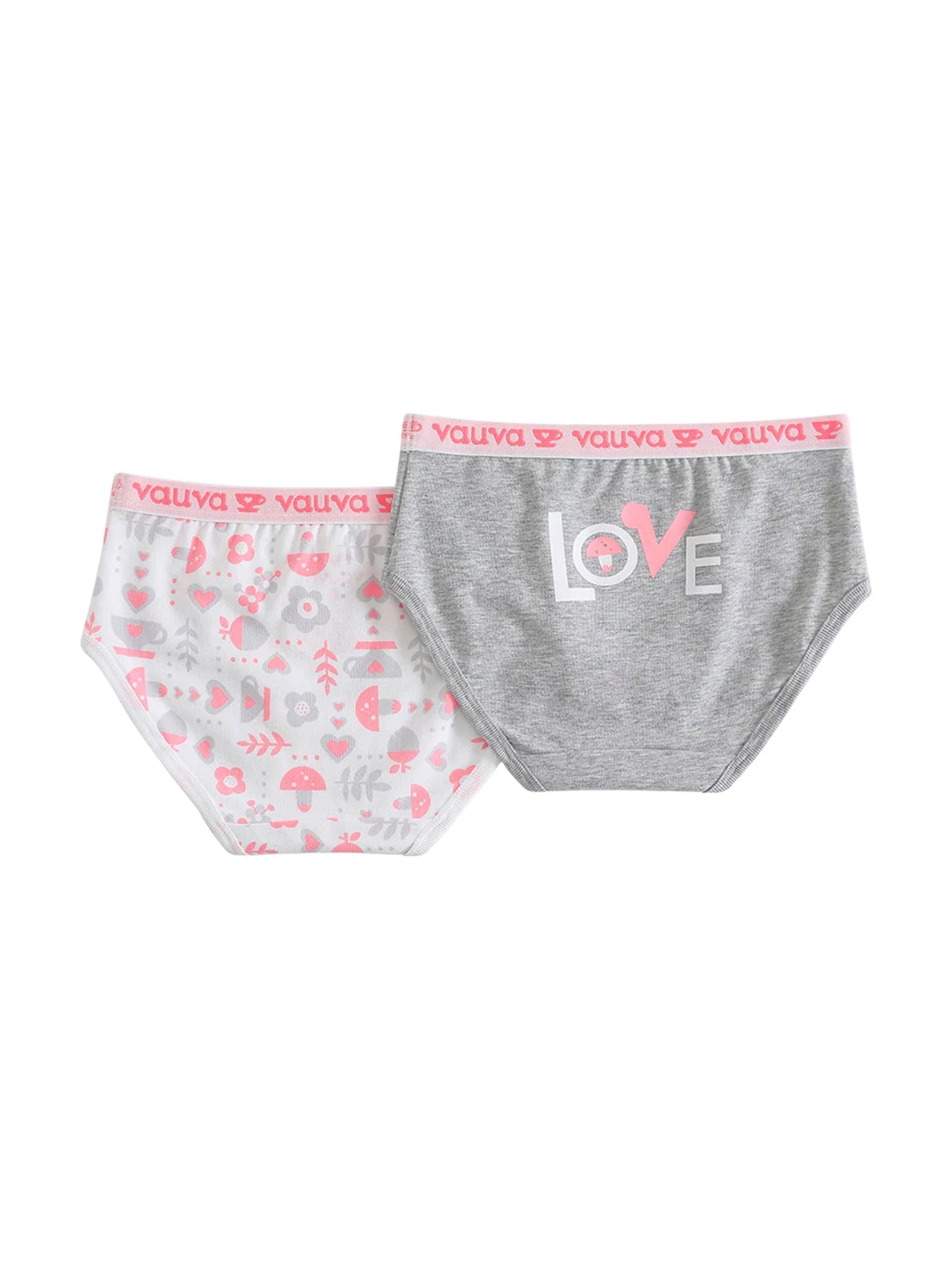 Girls Organic Cotton Underwear - Pattern / Grey Love