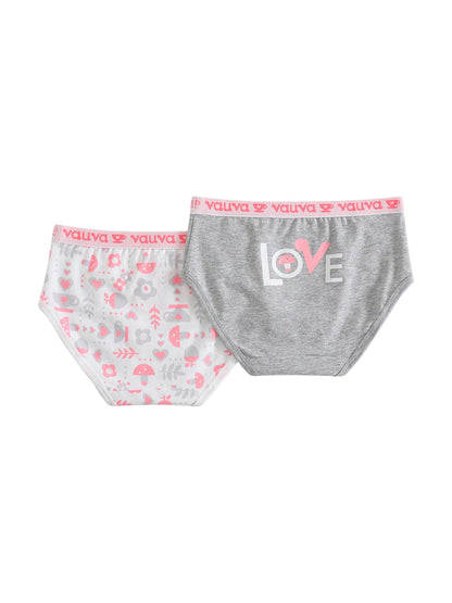 Girls Organic Cotton Underwear - Pattern / Grey Love