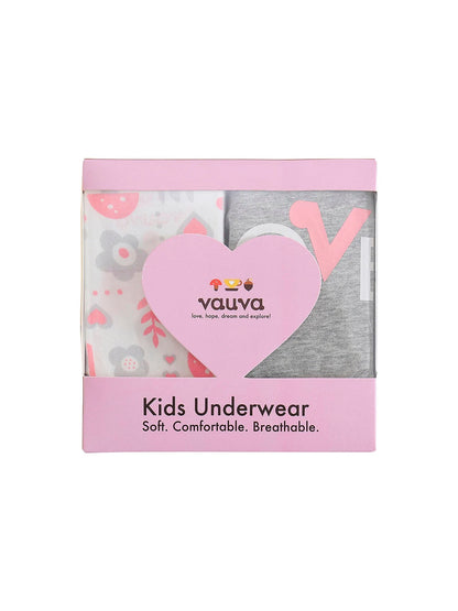 Girls Organic Cotton Underwear - Pattern / Grey Love