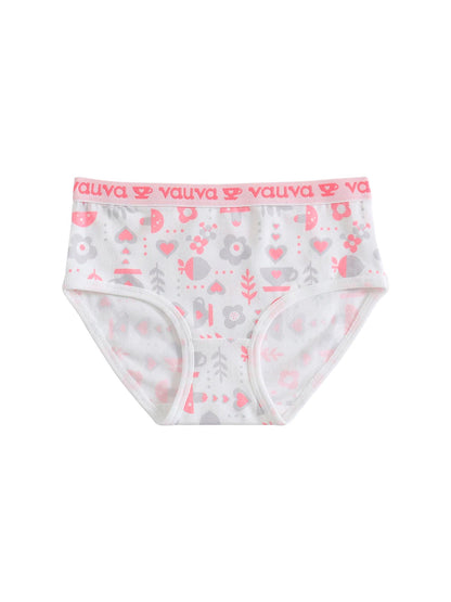 Girls Organic Cotton Underwear - Pattern / Grey Love