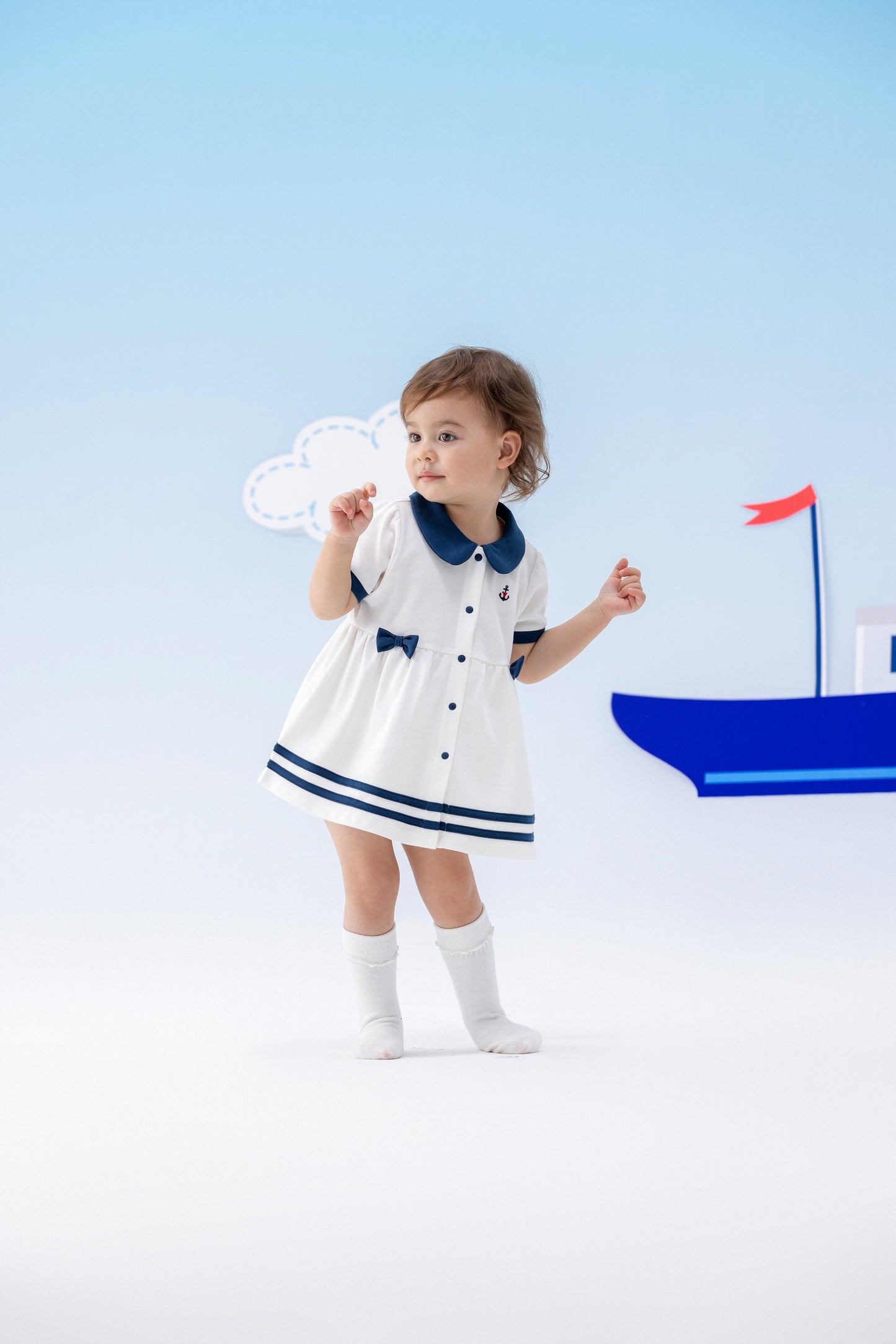 Baby Girl Sailor Hook Embroidered Shirt Dress