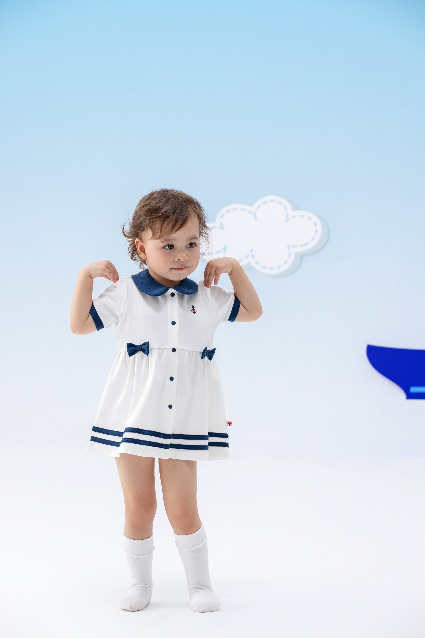 Baby Girl Sailor Hook Embroidered Shirt Dress