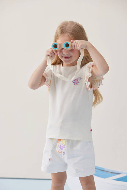 Toddler Girl Fish Embroidered Short Sleeve T-Shirt Top