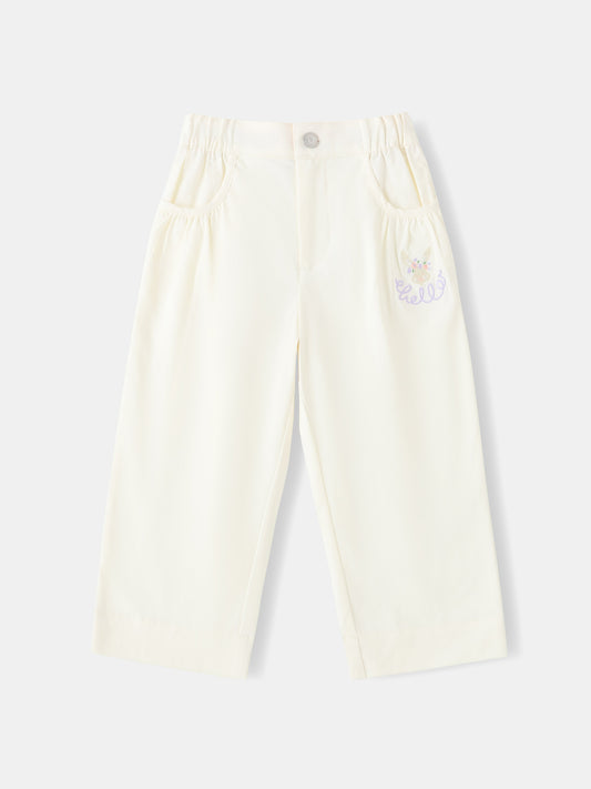 Kid Bunny Embroidery Barrel Pants