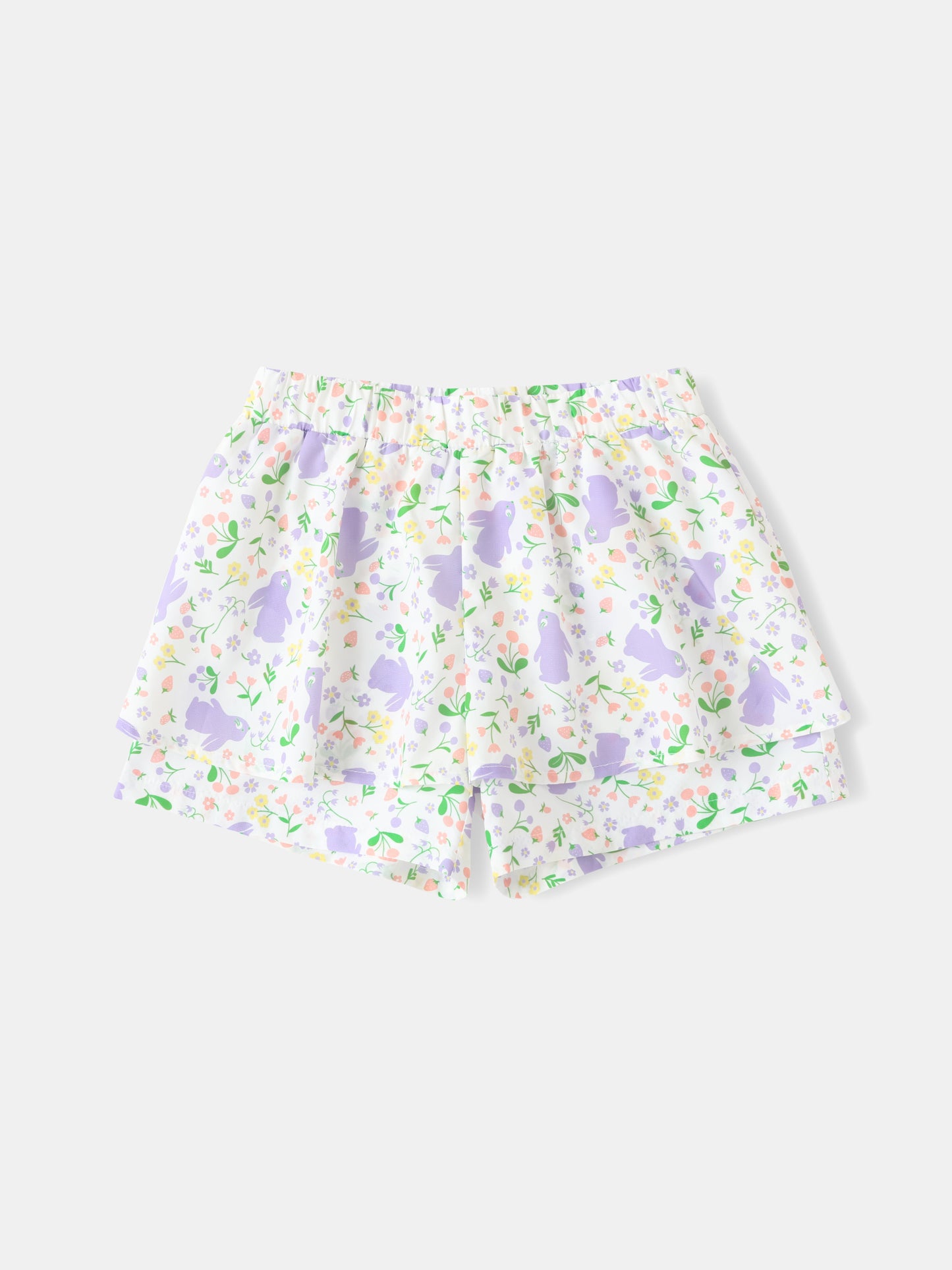 Kid All-Over Bunny Print Layered Shorts