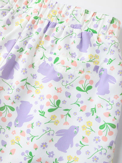 Kid All-Over Bunny Print Layered Shorts
