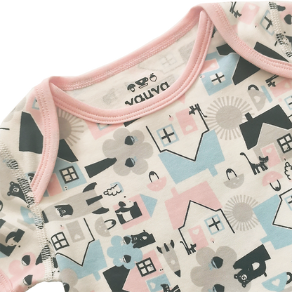 Baby Organic Cotton Romper Set - Little House City & Pink Stripes