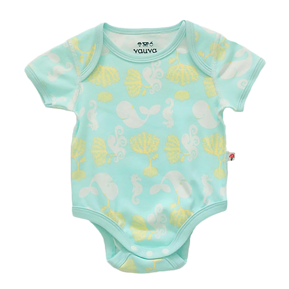 Baby Organic Cotton Romper Set - Ocean Whale & Blue Stripes