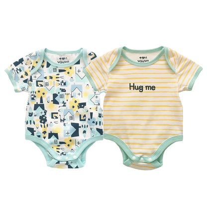 Baby Organic Cotton Romper Set - Little House City & Yellow Stripes