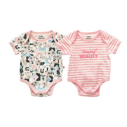 Baby Organic Cotton Romper Set - Little House City & Pink Stripes