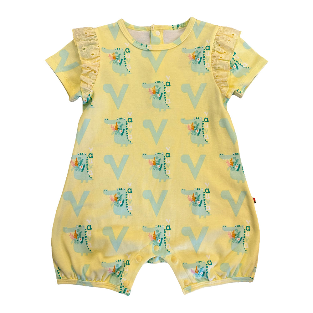 Vauva SS23 Safari-女嬰鱷魚印刷棉花