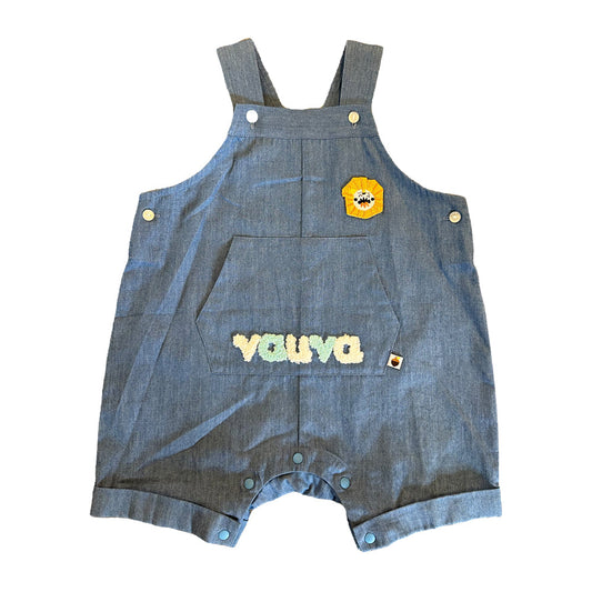 Vauva SS23野生動物園 - 男嬰獅子刺繡棉無袖連身褲