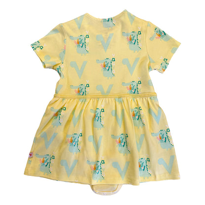 Baby Girls Crocodile Print Cotton Bodysuit