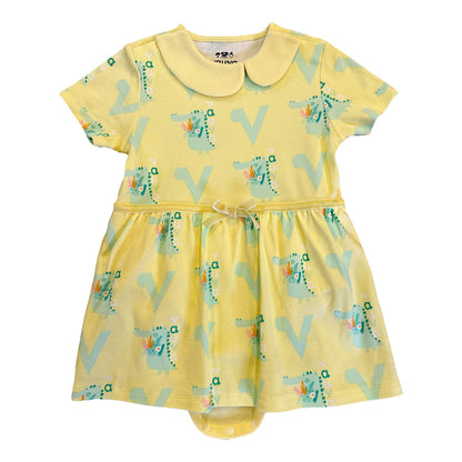 Baby Girls Crocodile Print Cotton Bodysuit