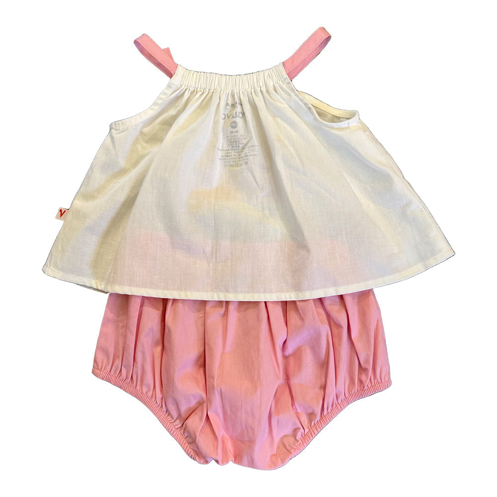 Ss23 Safari -Baby Girls Flamingo Print Cotton Babysuit