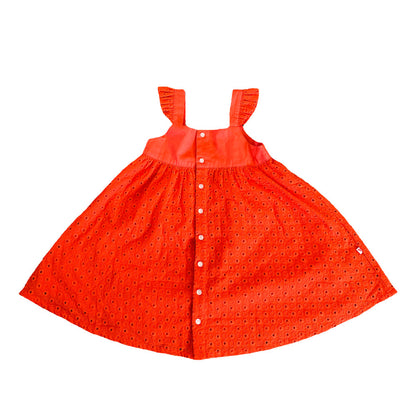 Vauva SS23 Safari-女孩孔眼荷葉邊棉質連衣裙