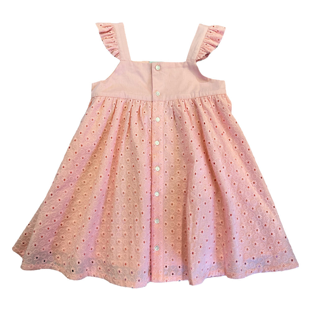 Vauva SS23 Safari-女孩孔眼荷葉邊棉質連衣裙