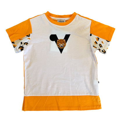 Vauva SS23 Safari - 男童豹紋Logo拼色棉質短袖上衣