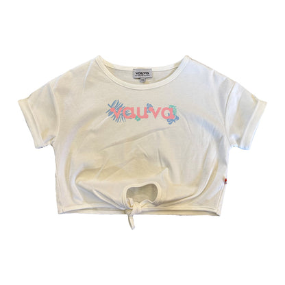 Vauva SS23 Safari-女孩Vauva徽標印花棉袖套頂（白色）