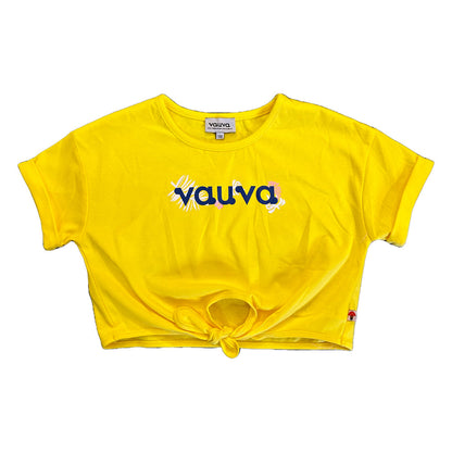 Vauva SS23 Safari-女孩Vauva徽標印花棉袖套頂（黃色）