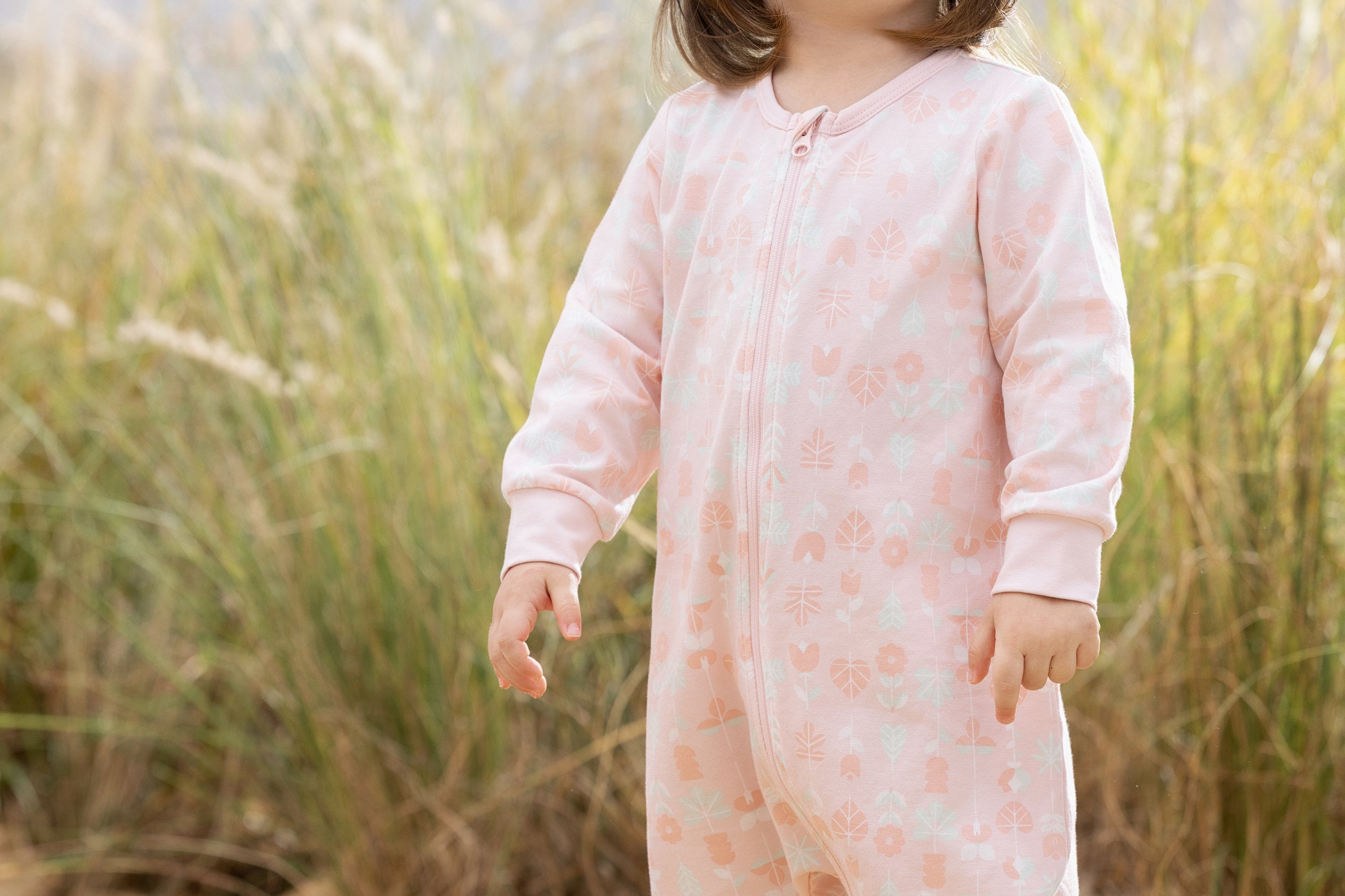 Vauva BBNS - Organic Cotton Pink Floral Pattern Bodysuits (2-pack) model image front