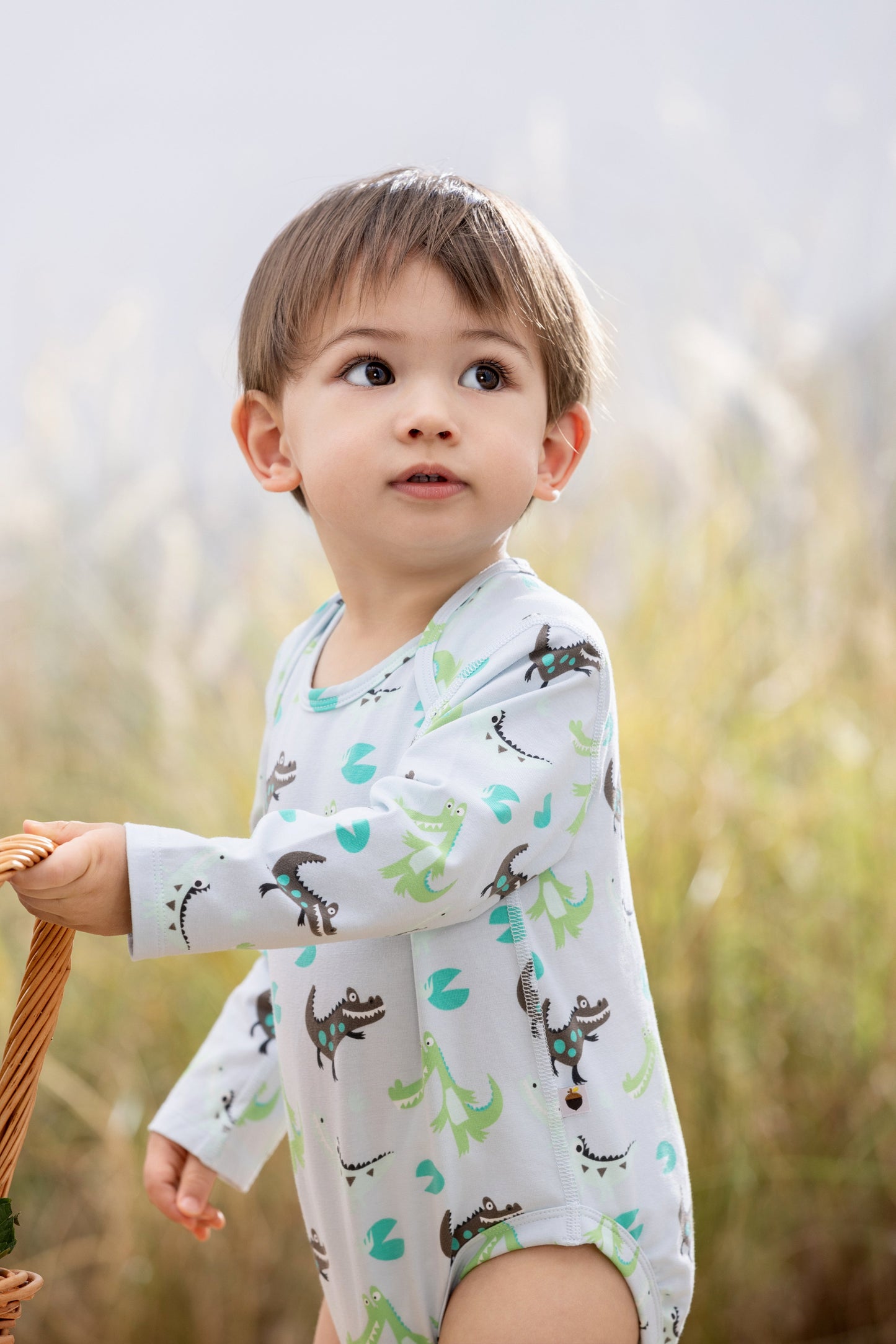 Vauva BBNS - Organic Cotton Crocodile Print Long-Sleeved Bodysuits (2-pack) model image front 