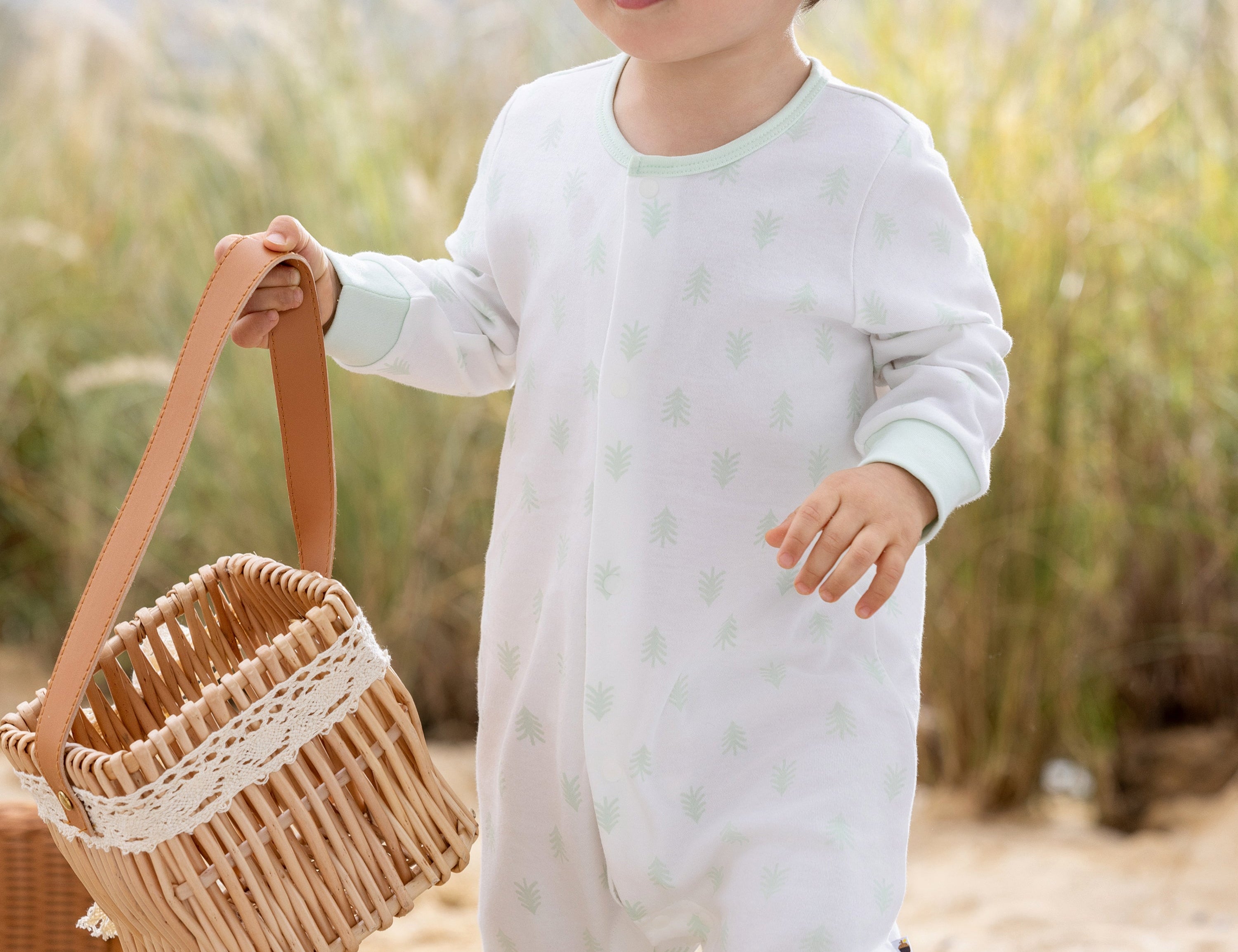 Vauva BBNS - Baby Anti-bacterial Organic Cotton Long-sleeved Romper 2-pack (Green/Strips)- model front