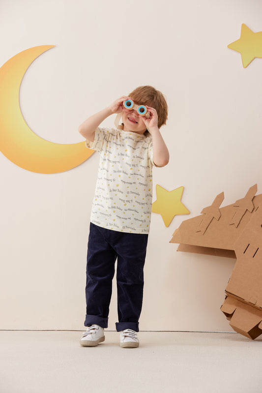 Vauva x Le Petit Prince - kids Sweater & T-shirt (2 piece Set/Yellow) model front - 2