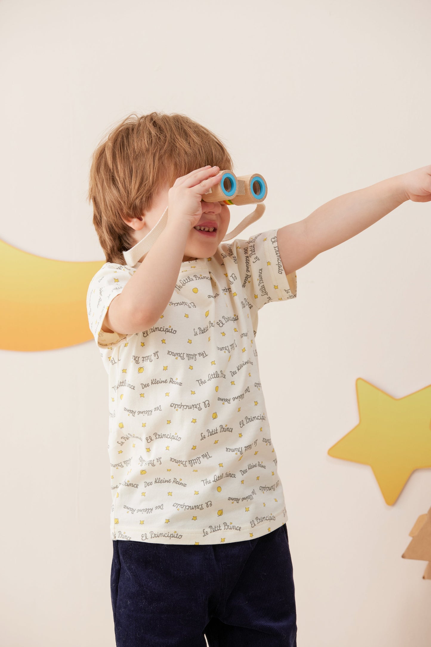 Vauva x Le Petit Prince - Boys Sweater & T-shirt (2 piece Set/Blue)-Model Image Front