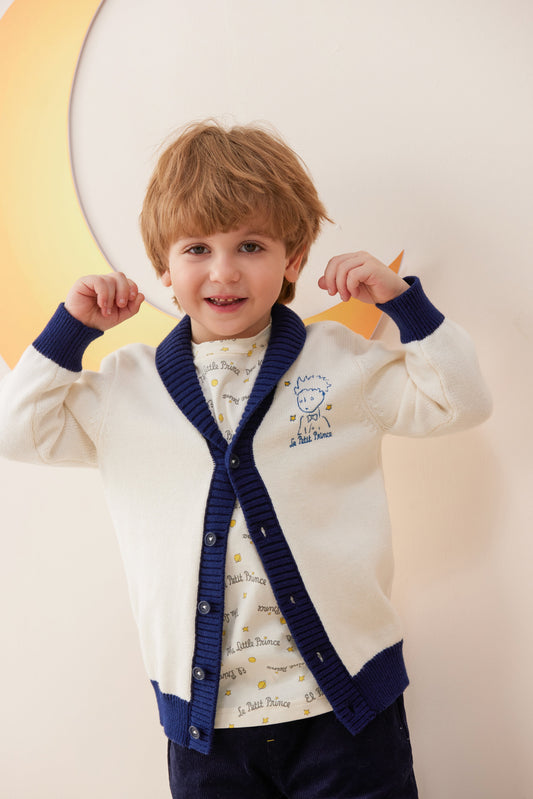 Vauva x Le Petit Prince - Boys Embroidered Cardigan model front