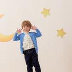 Vauva x Le Petit Prince - Kids Cashmere Cardigan (Blue)-model image front