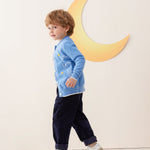 Vauva x Le Petit Prince - Kids Cashmere Cardigan (Blue)-model image side