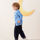 Vauva x Le Petit Prince - Kids Cashmere Cardigan (Blue)-model image side