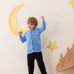 Vauva x Le Petit Prince - Kids Cashmere Cardigan (Blue)-model image front