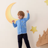 Vauva x Le Petit Prince - Kids Cashmere Cardigan (Blue)-model image front