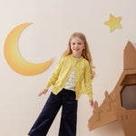 Vauva x Le Petit Prince - Kids Cashmere Cardigan (Yellow)-model image front