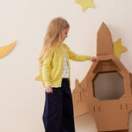 Vauva x Le Petit Prince - Kids Cashmere Cardigan (Yellow)-model image  side