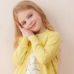 Vauva x Le Petit Prince - Kids Cashmere Cardigan (Yellow)-model image front