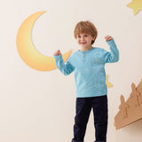 Vauva x Le Petit Prince - Boys Sweater & T-shirt (2 piece Set/Blue)-Model Image Front