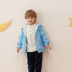 Vauva x Le Petit Prince - Kids Reversible Jacket (Blue) model outside front - 2
