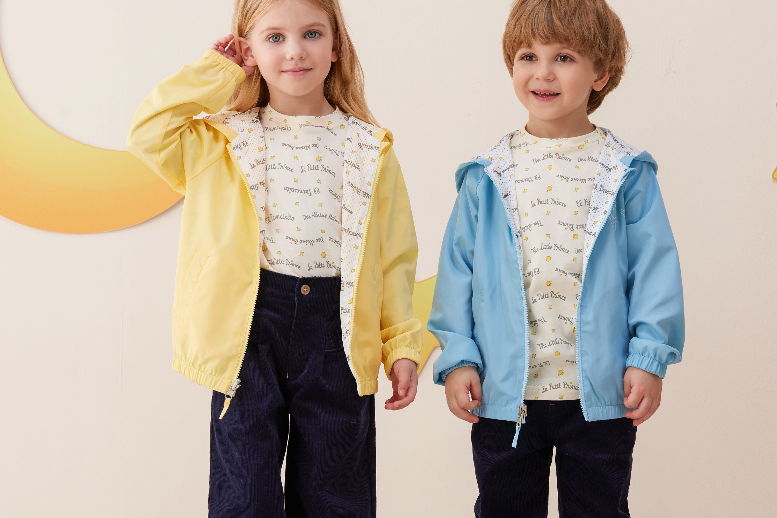Vauva x Le Petit Prince - Kids Reversible Jacket (Blue) models outside front