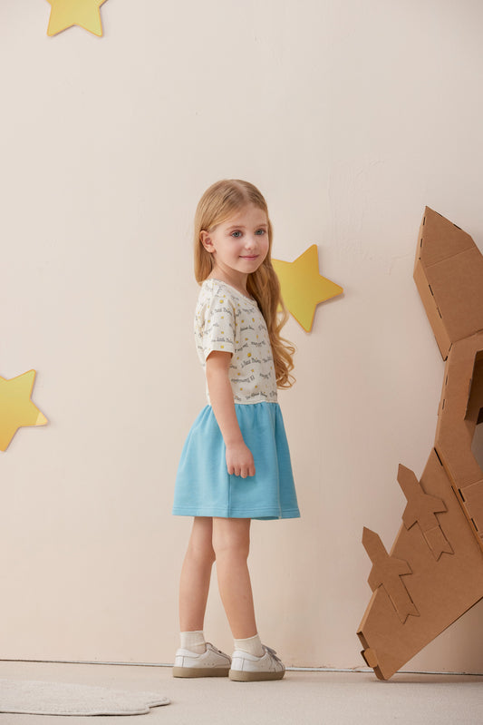 Vauva x Le Petit Prince - Girls Sweater & Dress (2 piece Set/Blue) model dress side