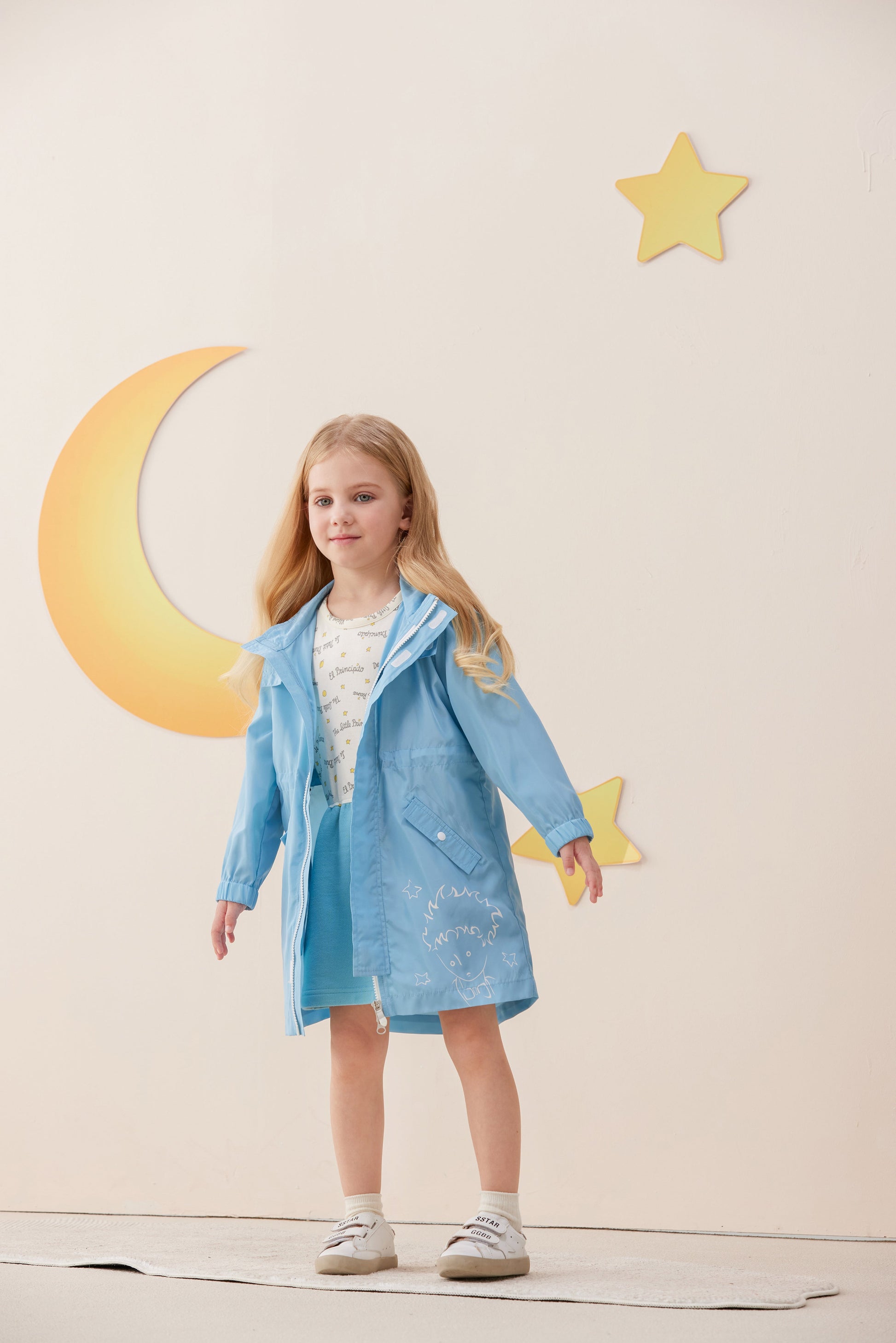 Vauva x Le Petit Prince - Kids Polyester Parka (Blue) model front - 2
