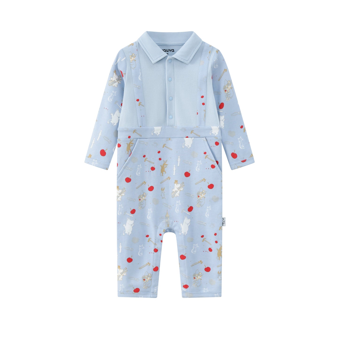 Vauva X Moomin FW23-男嬰Moomin Semi -Print棉花長袖連身褲（藍色）