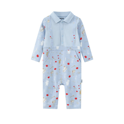 Vauva X Moomin FW23-男嬰Moomin Semi -Print棉花長袖連身褲（藍色）