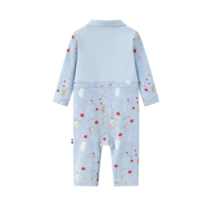 Vauva X Moomin FW23-男嬰Moomin Semi -Print棉花長袖連身褲（藍色）