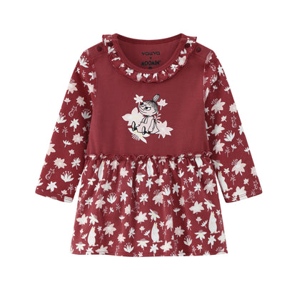 Vauva x Moomin FW23 - 女嬰棉質長袖連身衣（紅色）
