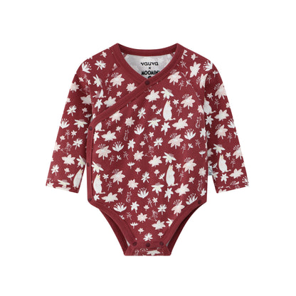 Vauva X Moomin FW23-女嬰Mo​​omin遍布印刷棉長袖緊身衣褲（紅色）